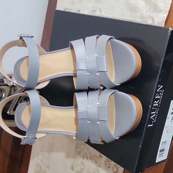 Ralph Lauren Ankle Strap  Platform Sandals 1" Platform 2.75" heel 100% Authentic - Picture 7 of 13